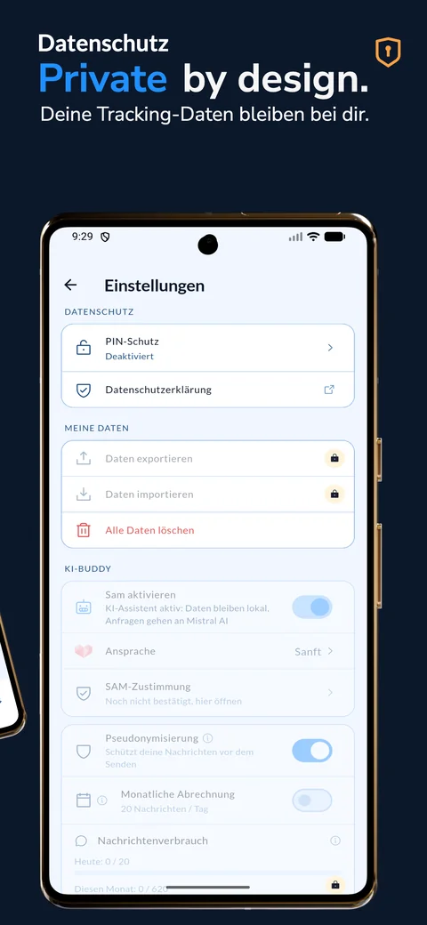 Datenschutz-Einstellungen: alle Daten bleiben lokal